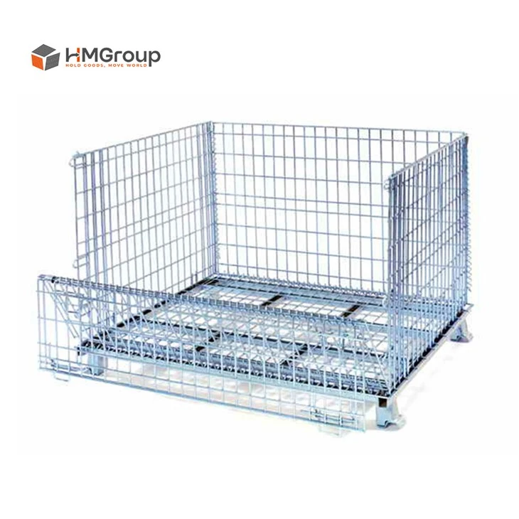 folding storage steel wire container forklift